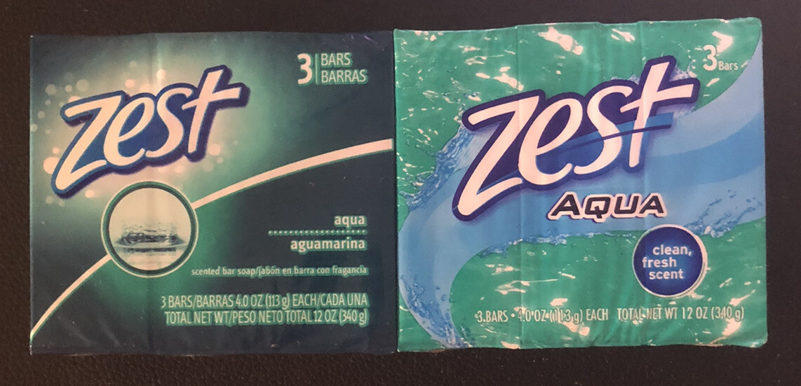 6 Bars Zest Aqua Soap 4 oz Each SHOWER & BATH Toiletry, 2 Packs of 3 Bar STOCKUP