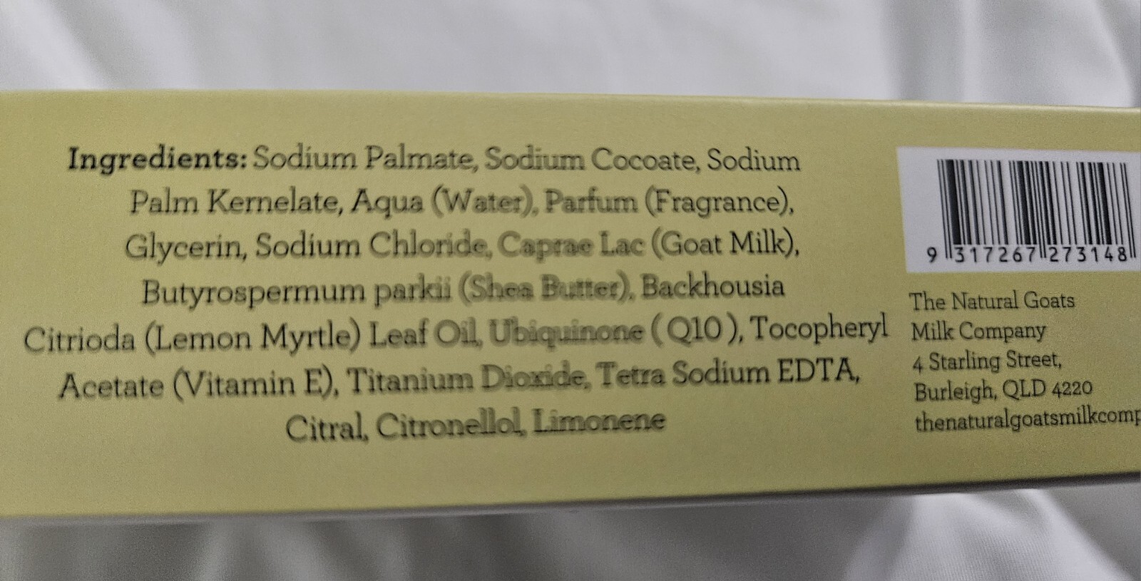 the natural goats milk company With Lemon Myrtle made in Australia