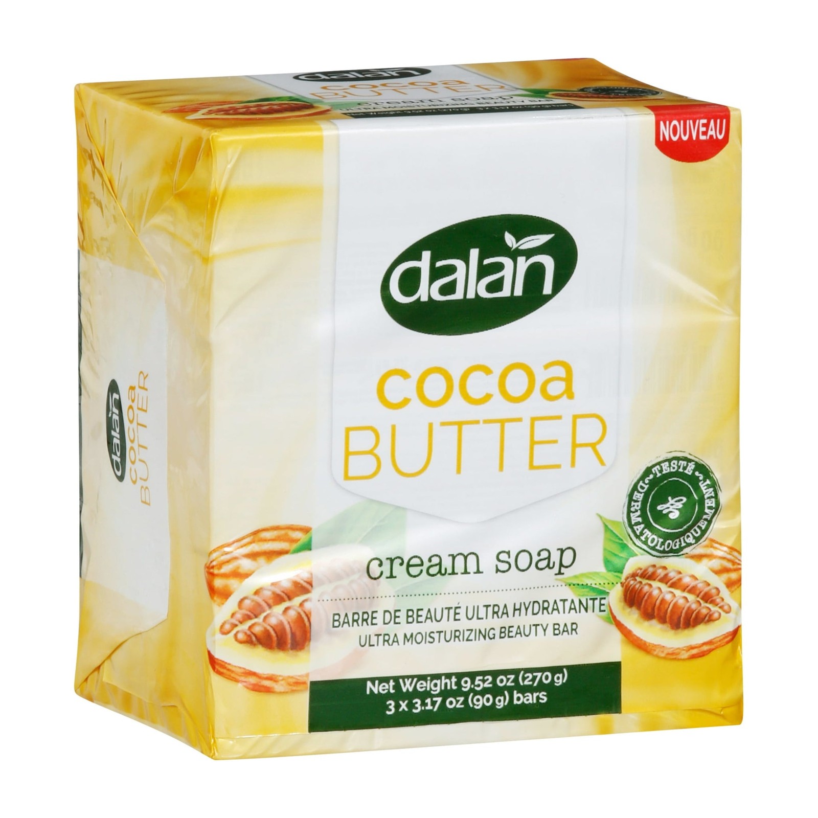 Dalan Cocoa Butter Cream Soap Bar, 9 Bars x 3.17oz Each
