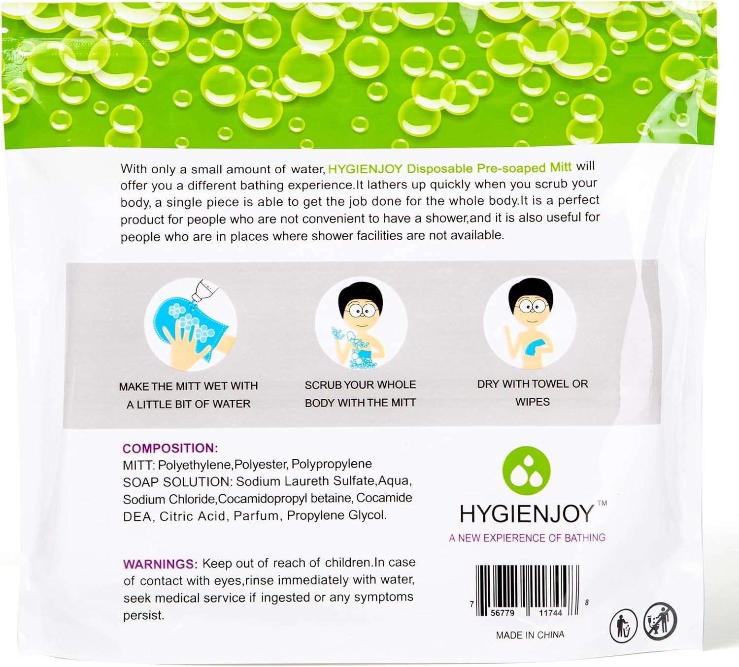 Rinse Bath Wipes(25 counts),Disposable No Rinse Body Wash,More Convenient to