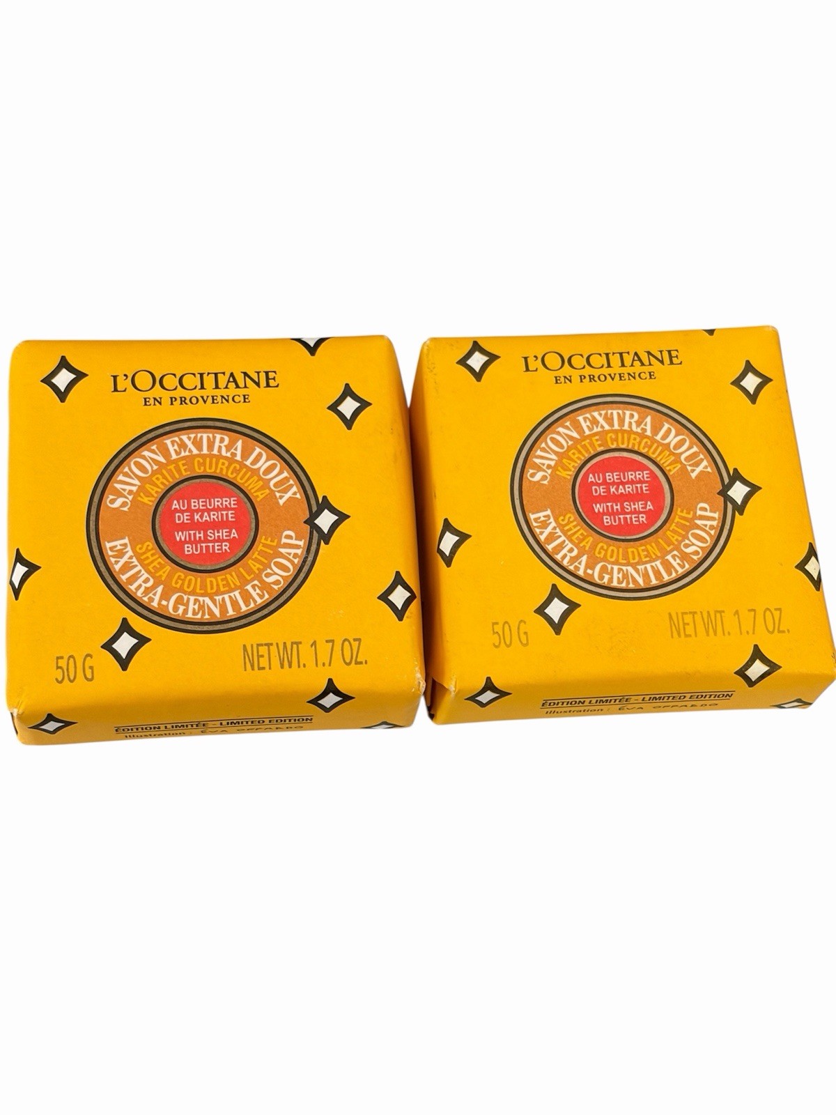 L’Occitane GOLDEN SHEA LATTE Extra Gentle Soap – 2 × 1.7 oz