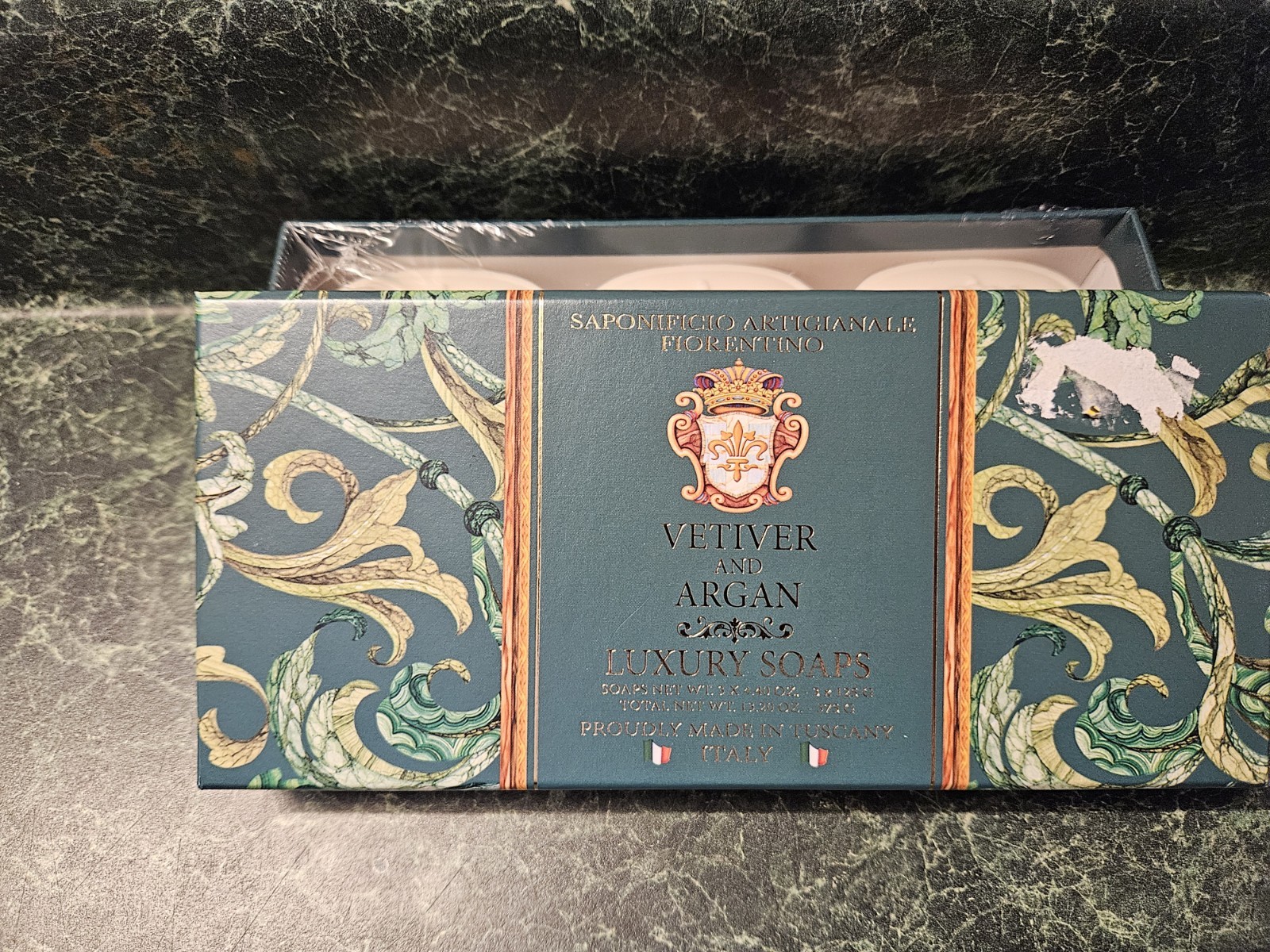 Saponificio Artigianale Fiorentino Vetiver & Argan Luxury Soap Set 3 Made Italy