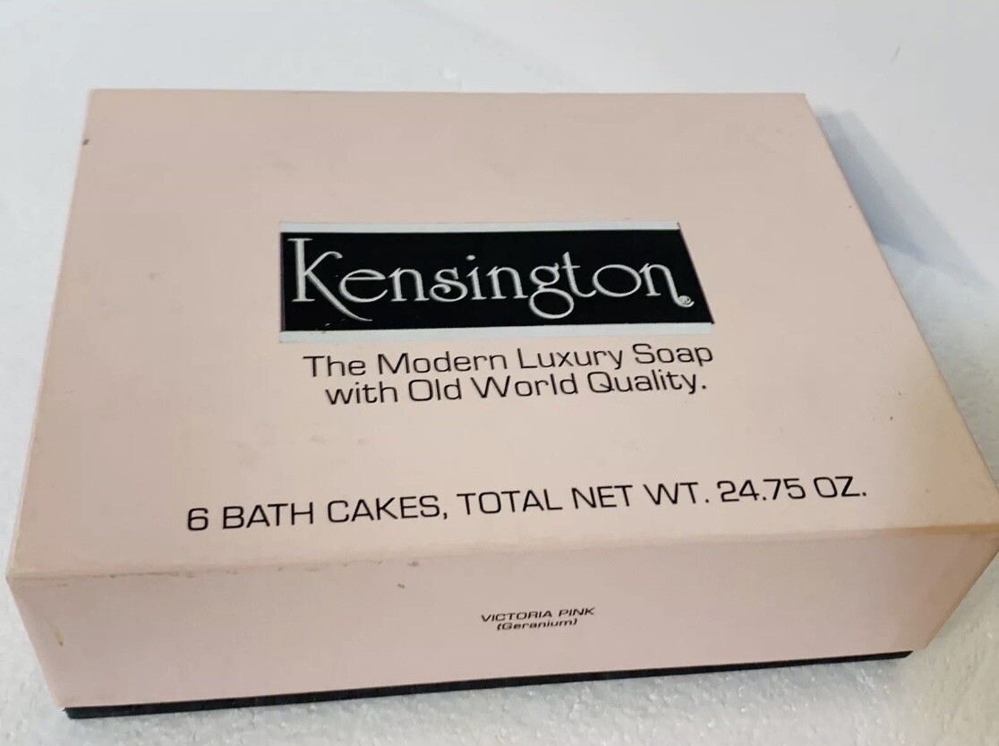 VINTAGE KENSINGTON 6 PC BOXED SET LUXURY GERANIUM SCENT BAR BATH SOAP 24.75 OZ