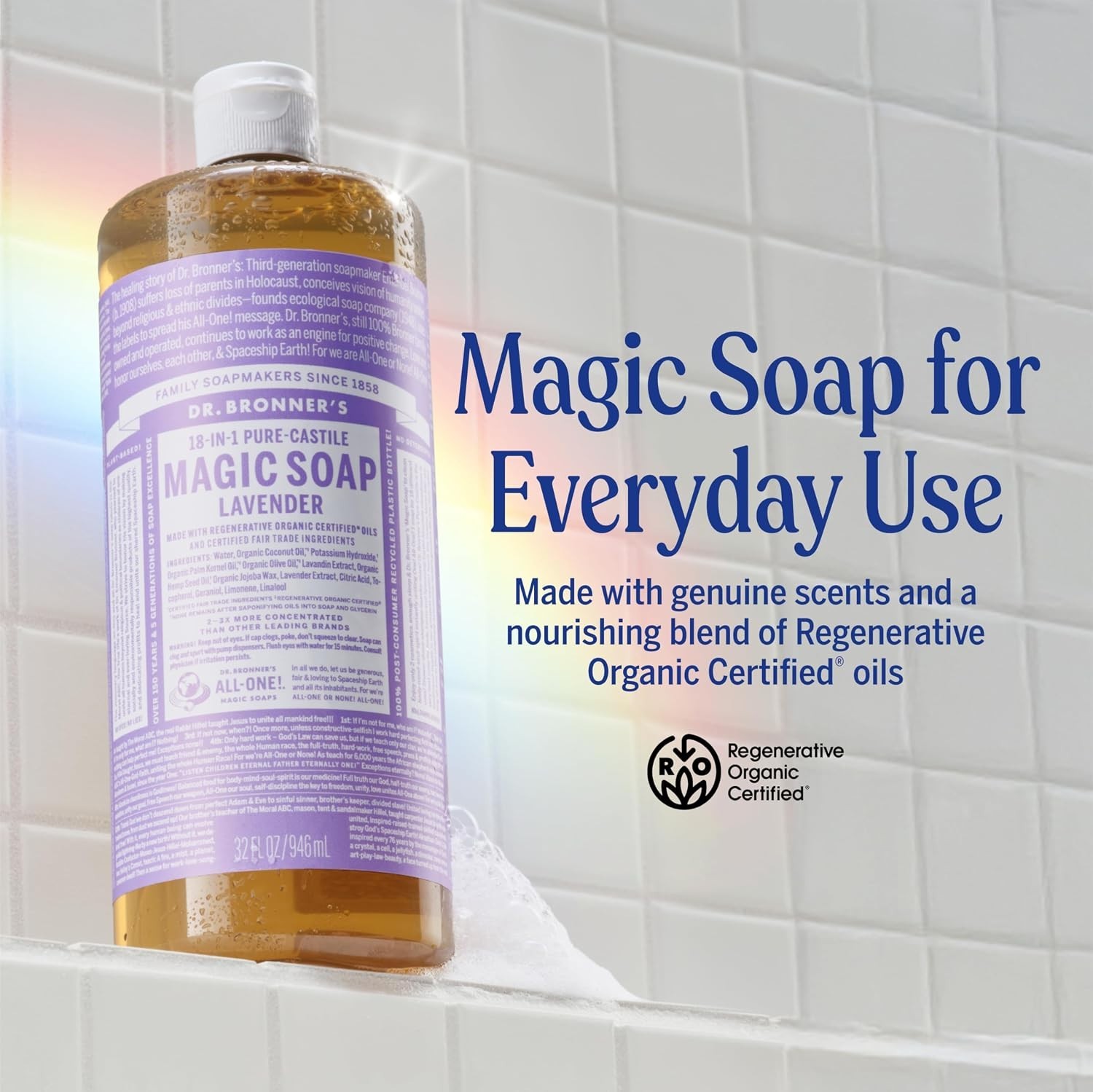 Pure-Castile Liquid Soap, Made with Organic Oils, 18-in-1 Uses: Face, Body, H…