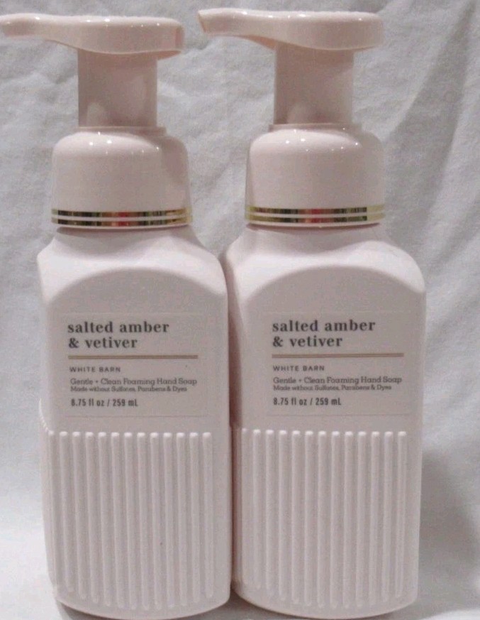 2 Bath & Body Works SALTED AMBER VETIVER Gentle Clean Foaming Hand Soap 8.75 oz