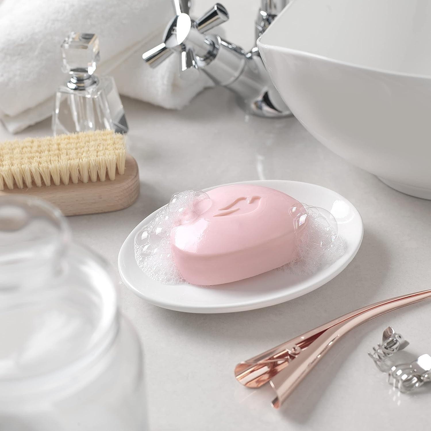 Dove Pink Beauty Bar with 1/4 Moisturizing Cream 6 Gentle Cleansing Bar for Face