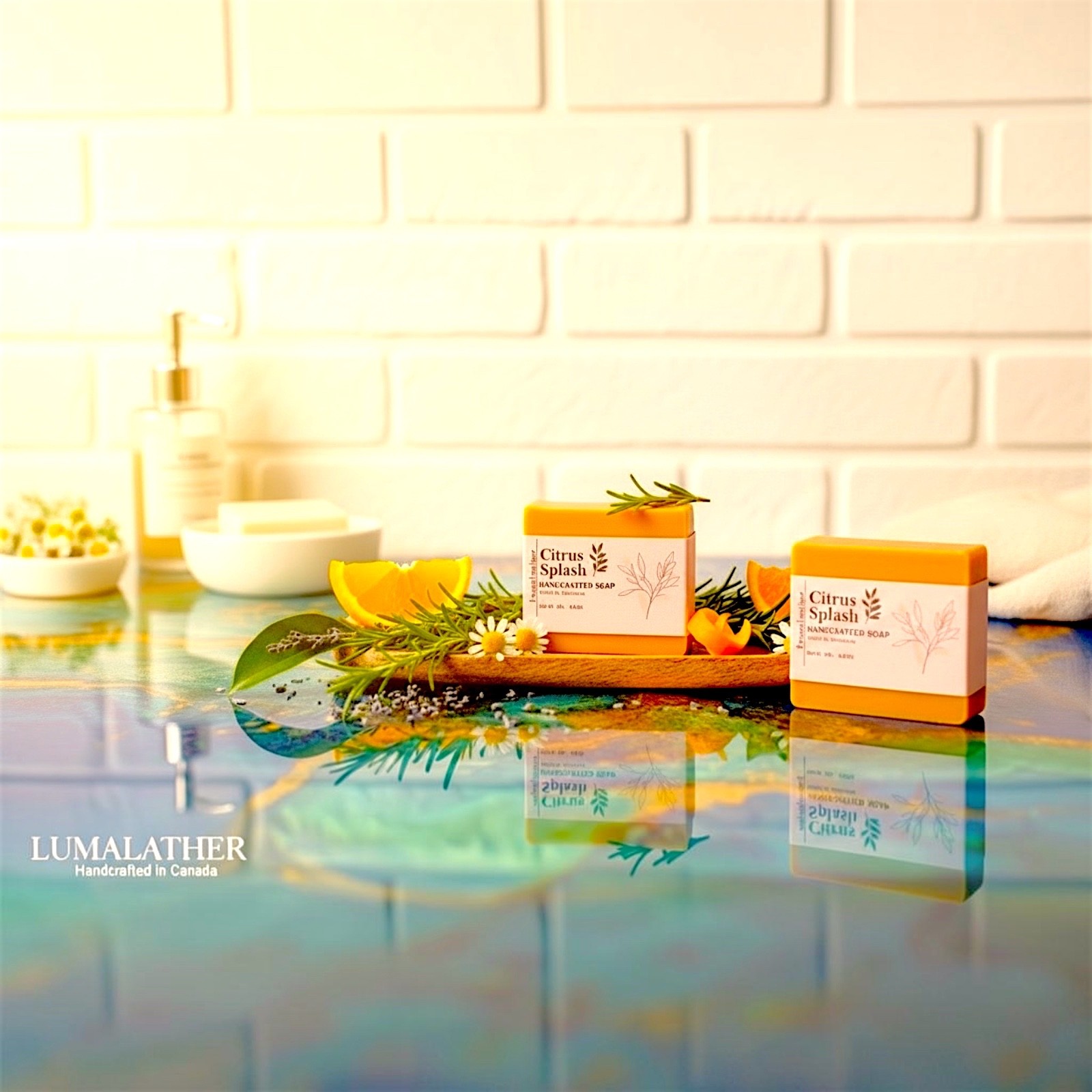 LumaLather Citrus Splash Handmade Soap Bar – Refreshing Moisturizing Bath Soap