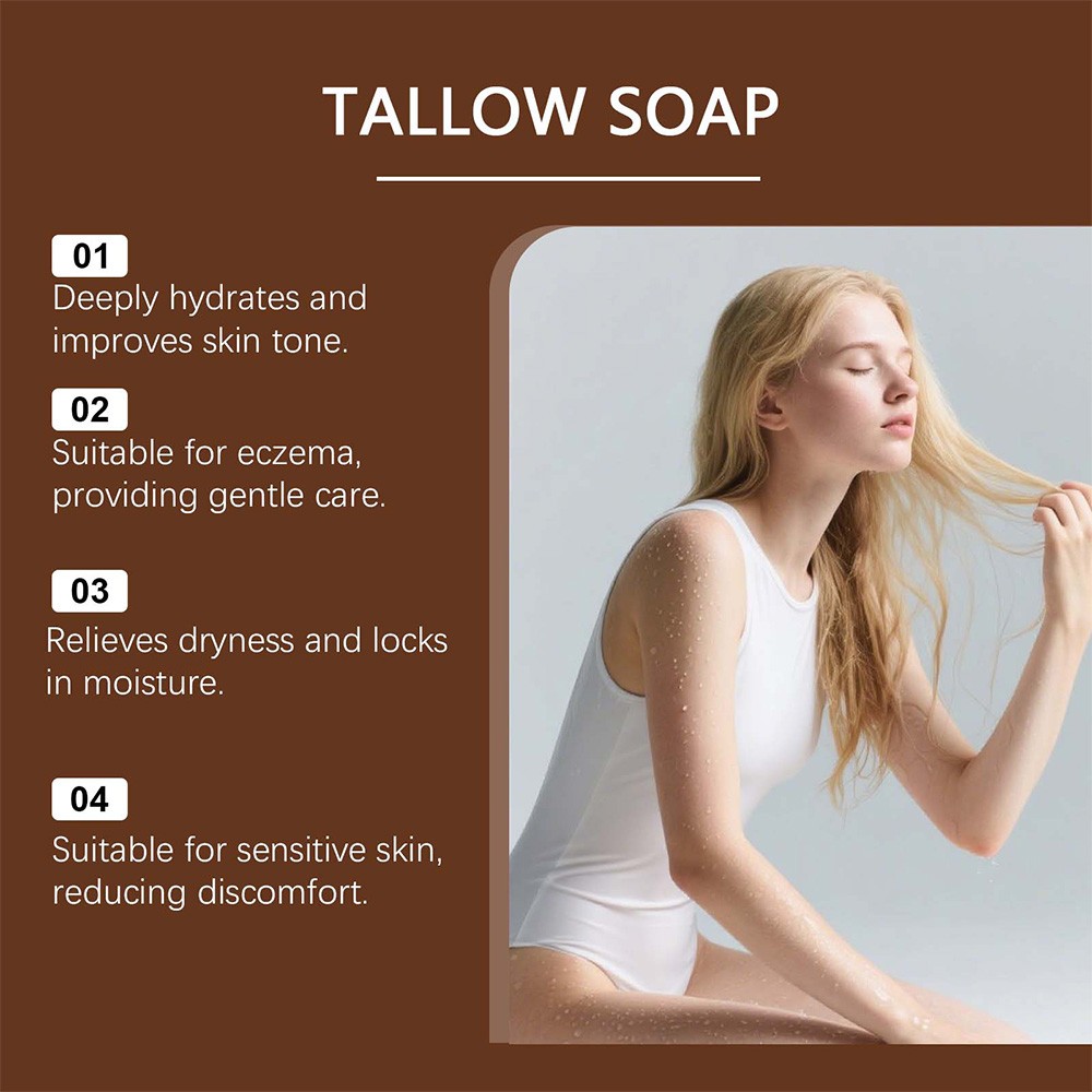 Beef Tallow Soap Bar, 4 Bars All Natural Grass Fed Tallow Soap,Moisturizing Body