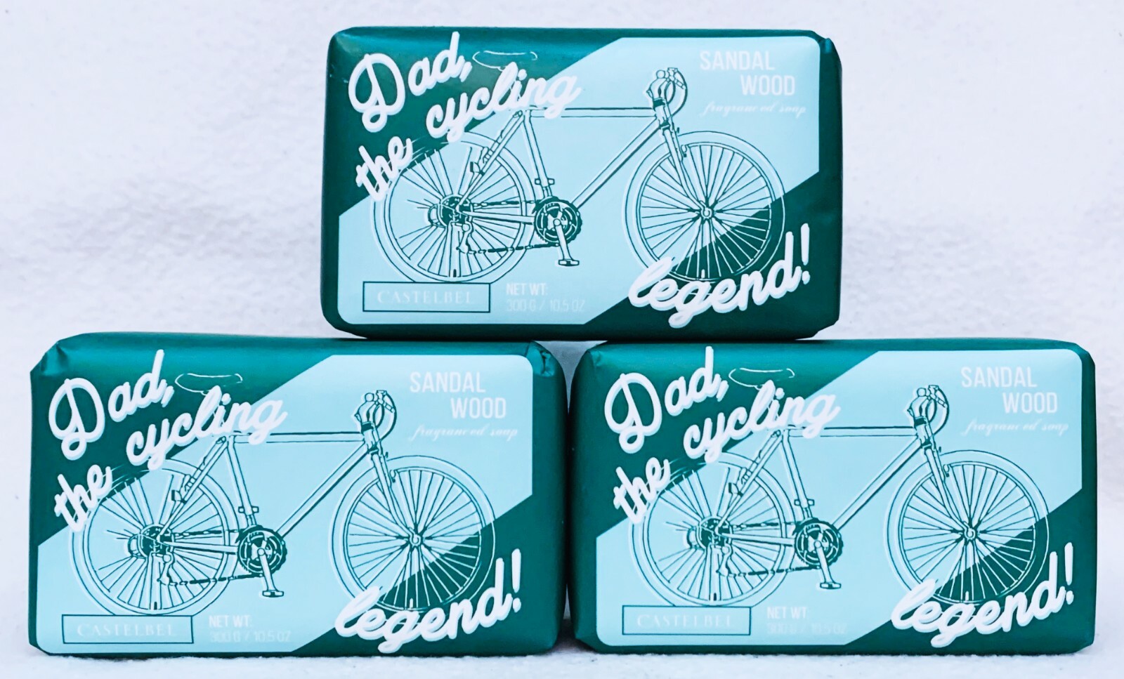 3 Castelbel SANDALWOOD Dad Cycling Mens Fragranced Bar Soap Body Wash 10.5 oz ea
