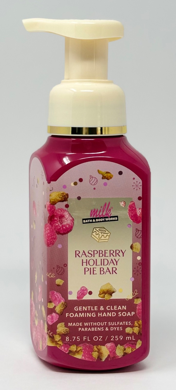 1 BATH BODY WORKS RASPBERRY HOLIDAY PIE BAR GENTLE CLEAN FOAMING HAND SOAP WASH