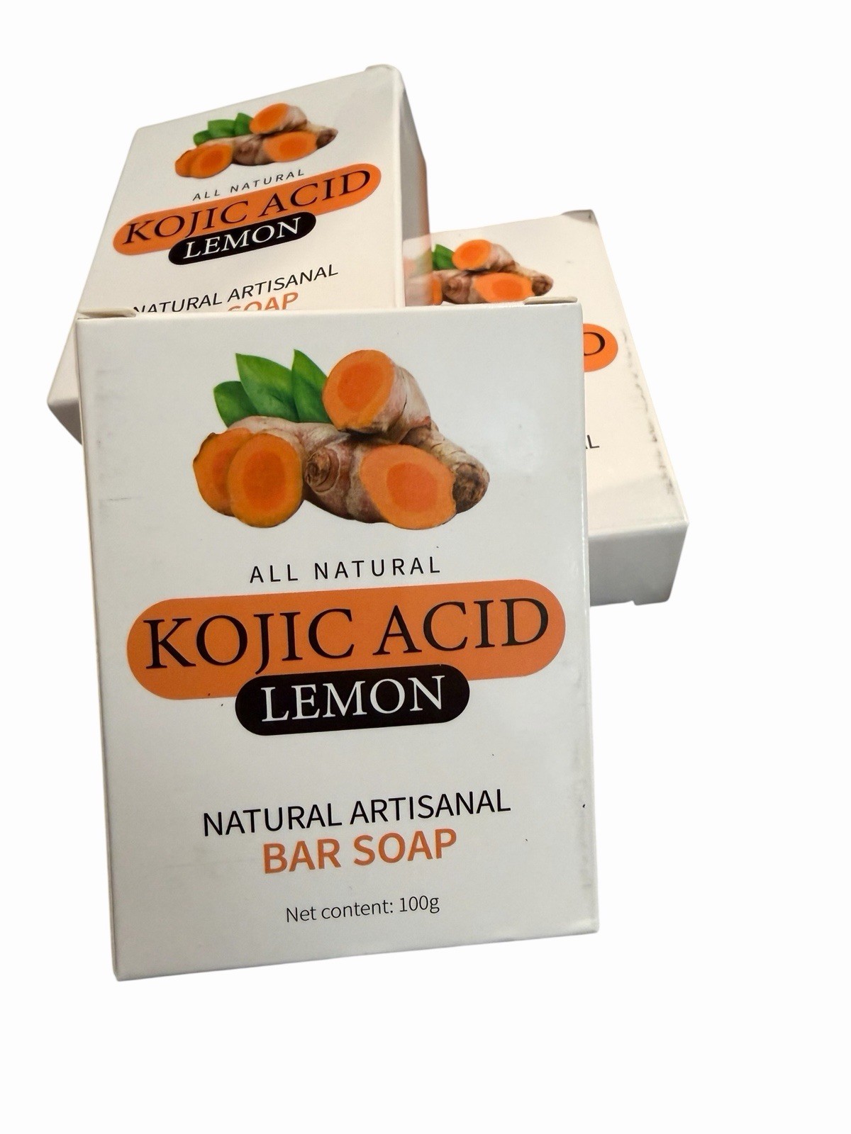 3 PACK – Lemon Tumeric & Kojic Acid Artisnal Bar Soap 100 grams Exp 11/2027