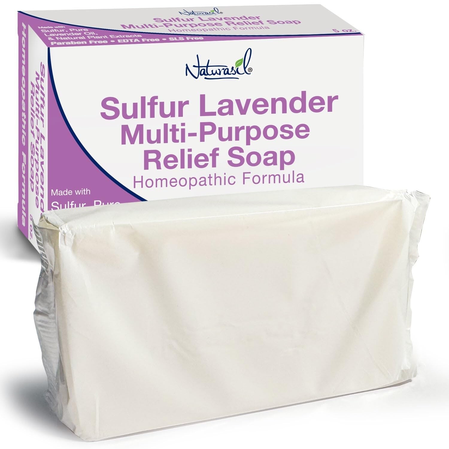 Naturasil Sulfur Lavender Soap Bar Natural 5 Ounce (Pack of 1), off white