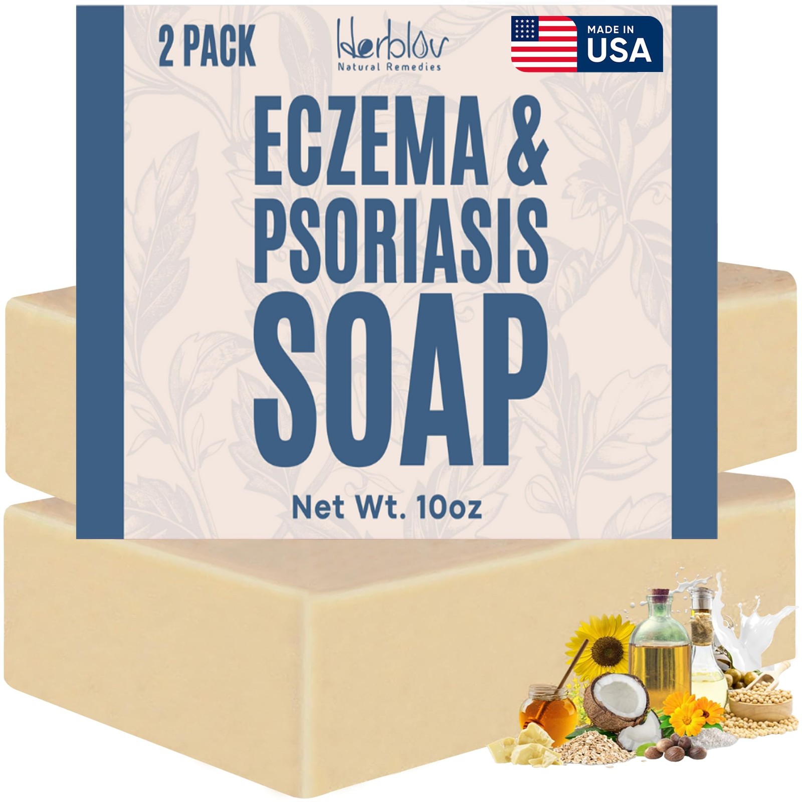 Eczema Soap Bar for Face and Body – All Natural 5 Ounce (Pack of 2)