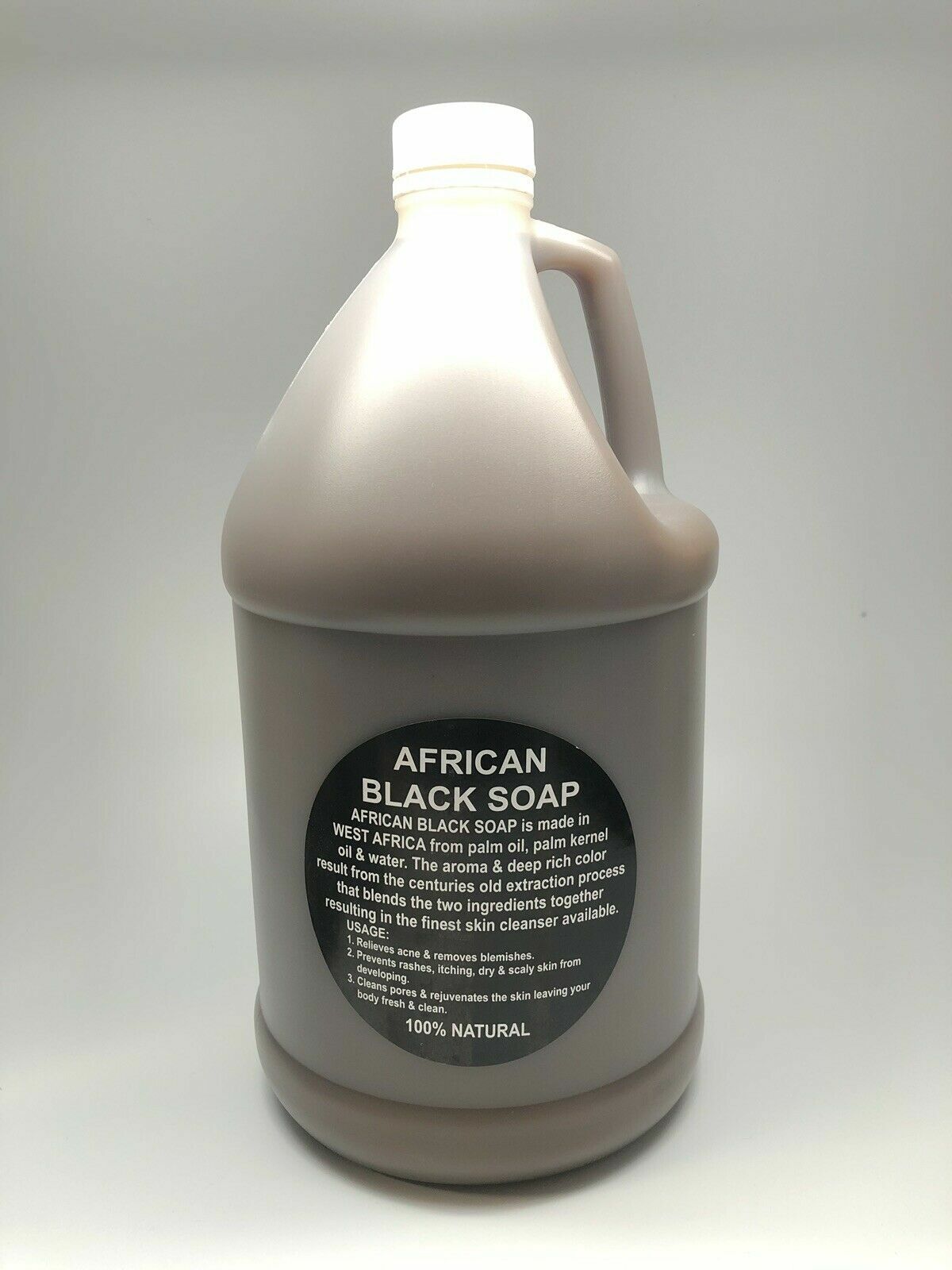 Raw African Black Soap Liquid 1 GALLON + BOTTLE 100% Pure Natural Body Face Wash