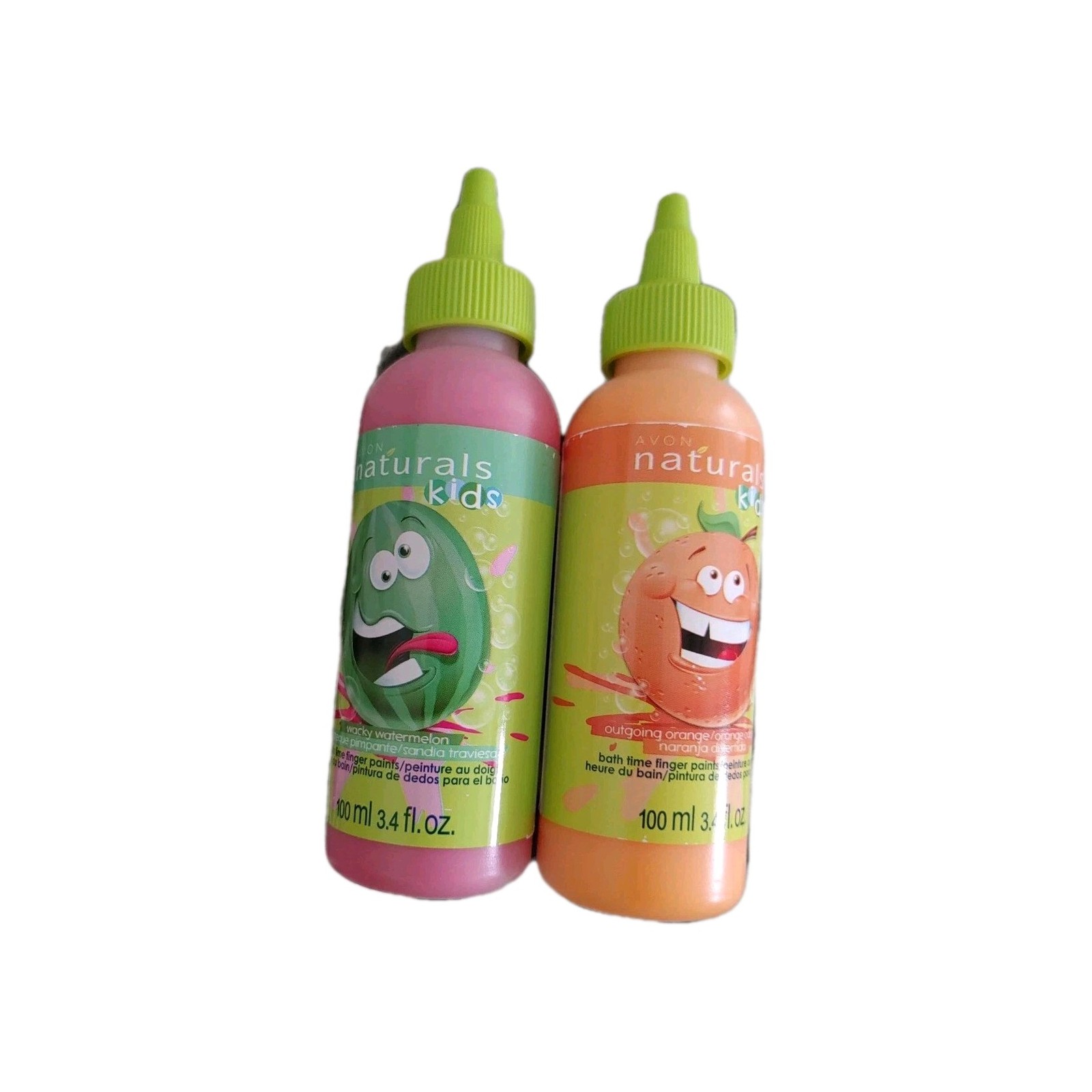 2 Kids Bath Time Finger Paints 3.4 fl oz Orange – Red- Avon – Naturals Fast Ship
