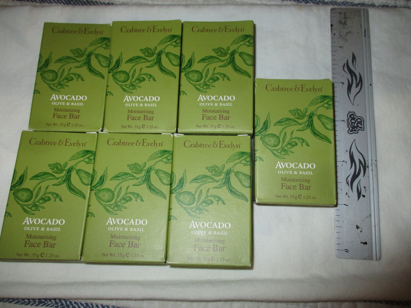 Lot of 7 Crabtree & Evelyn Boxed Avocado Olive & Basil Face Soap Bar 1.25 oz