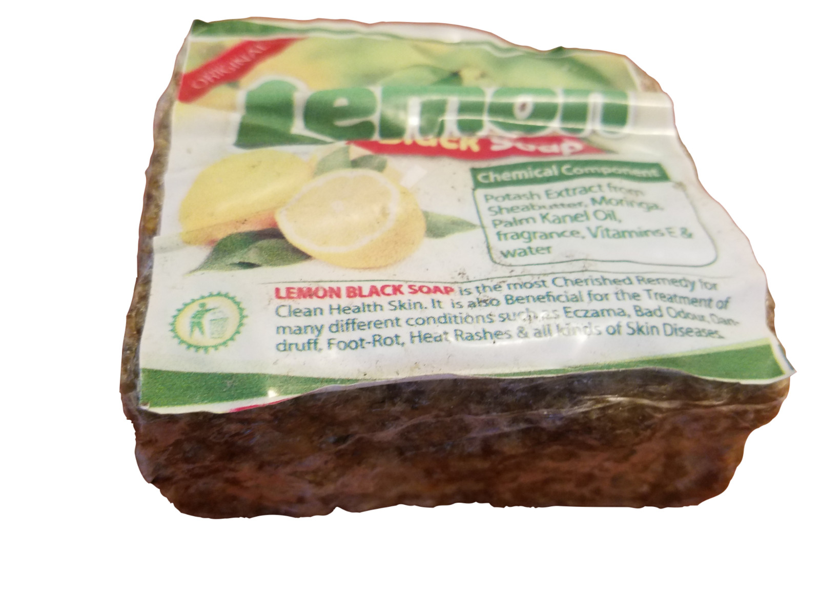 Original Natural HERBAL LEMON Black Soap Vegan Anti Acne/Fungus/Dandruf/Bad Odor