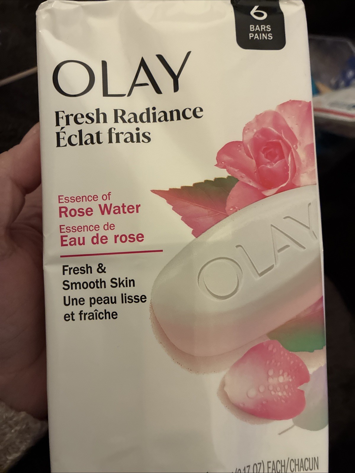 OLAY Fresh Radiance Rose Water Beauty Bar Soap, 6 Bars Total 19 fl oz