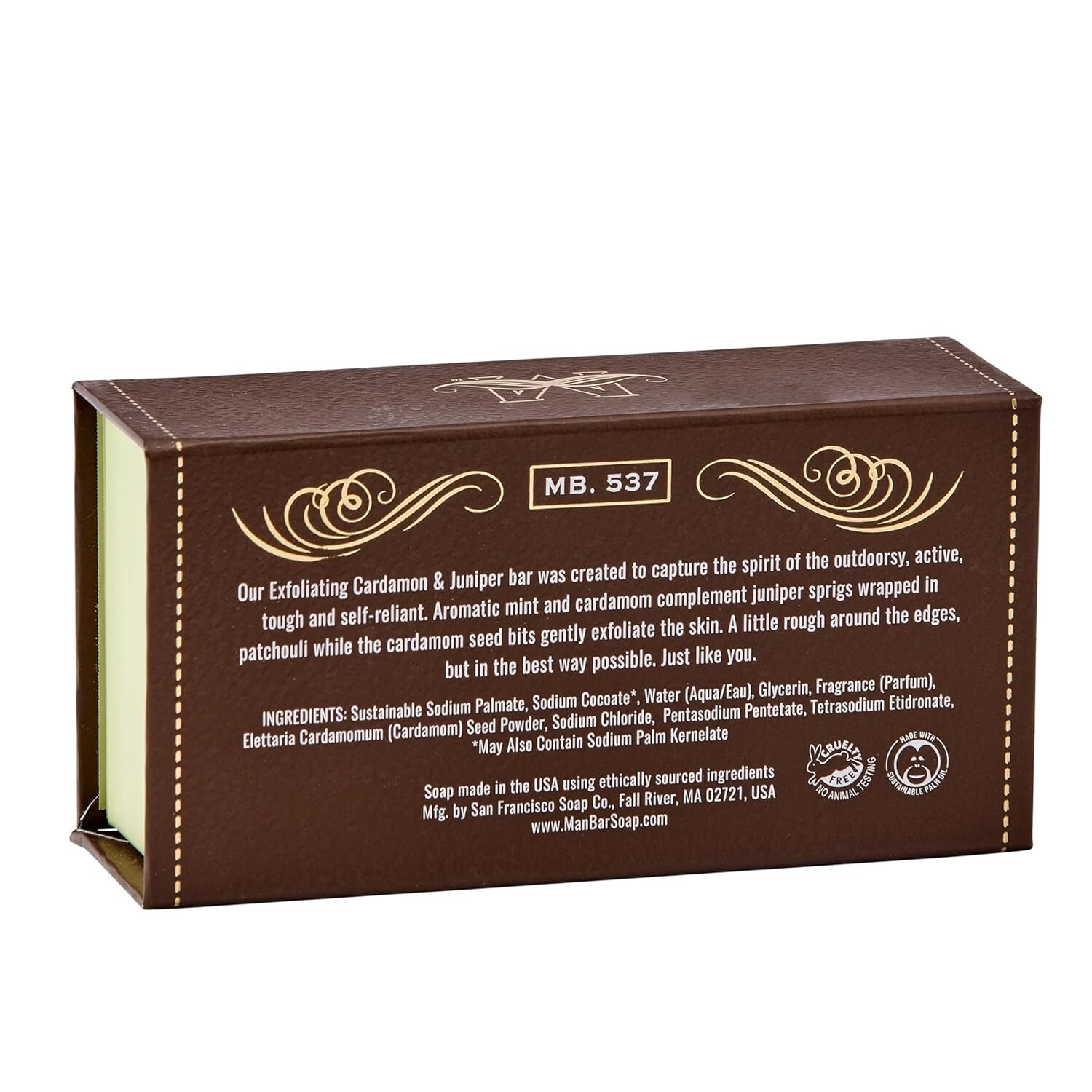 San Francisco Soap Company Peppered Cardamom and Juniper Man Bar, Exfoliating