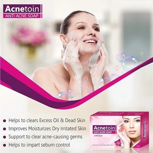 Leeford Women’s Acnetoin Anti Acne Bathing Soap Bar For Oily Skin Pack 4 x 75 gm