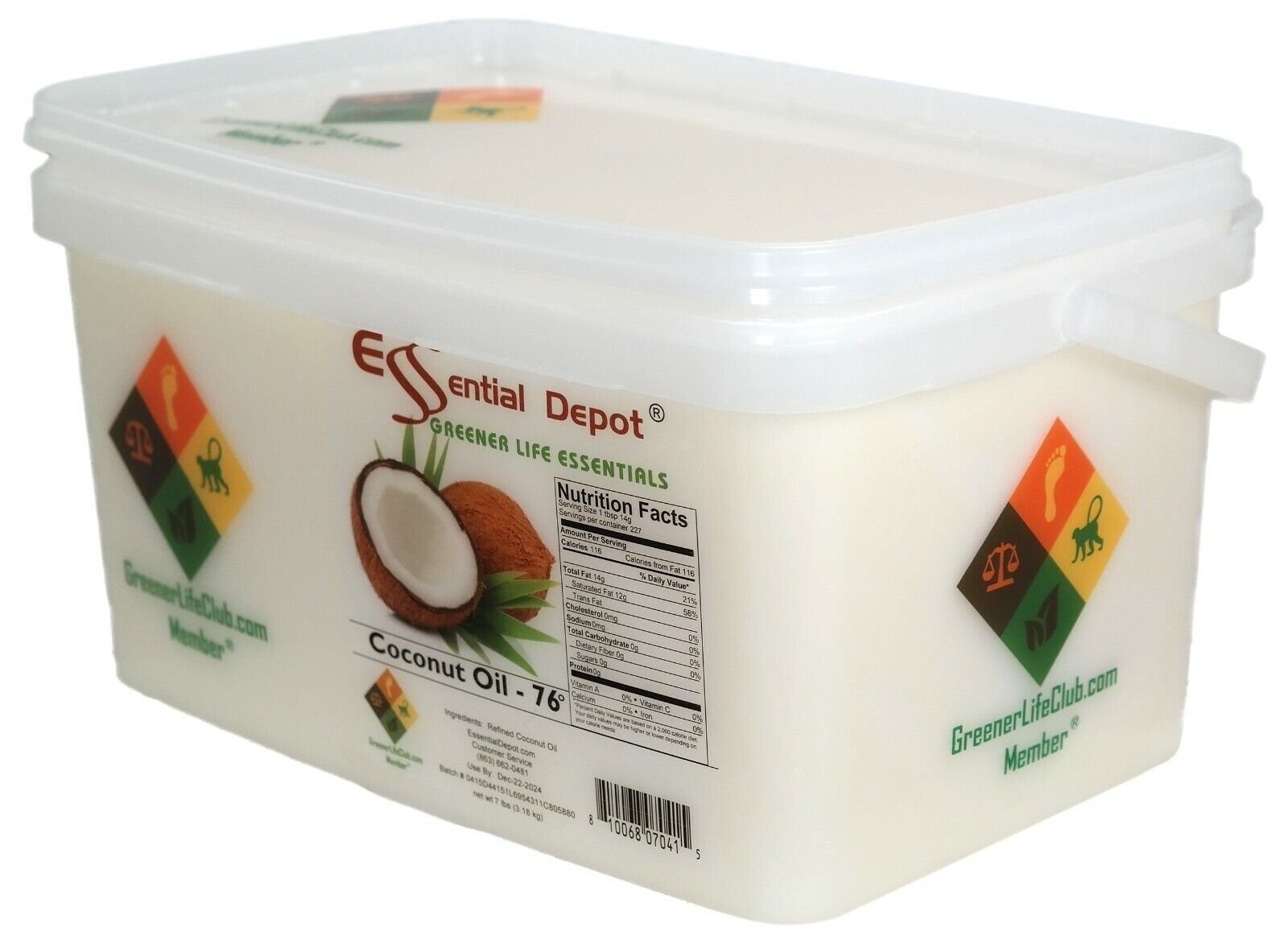 Coconut Oil – Food Safe – 7lb – Greener Life Club Box