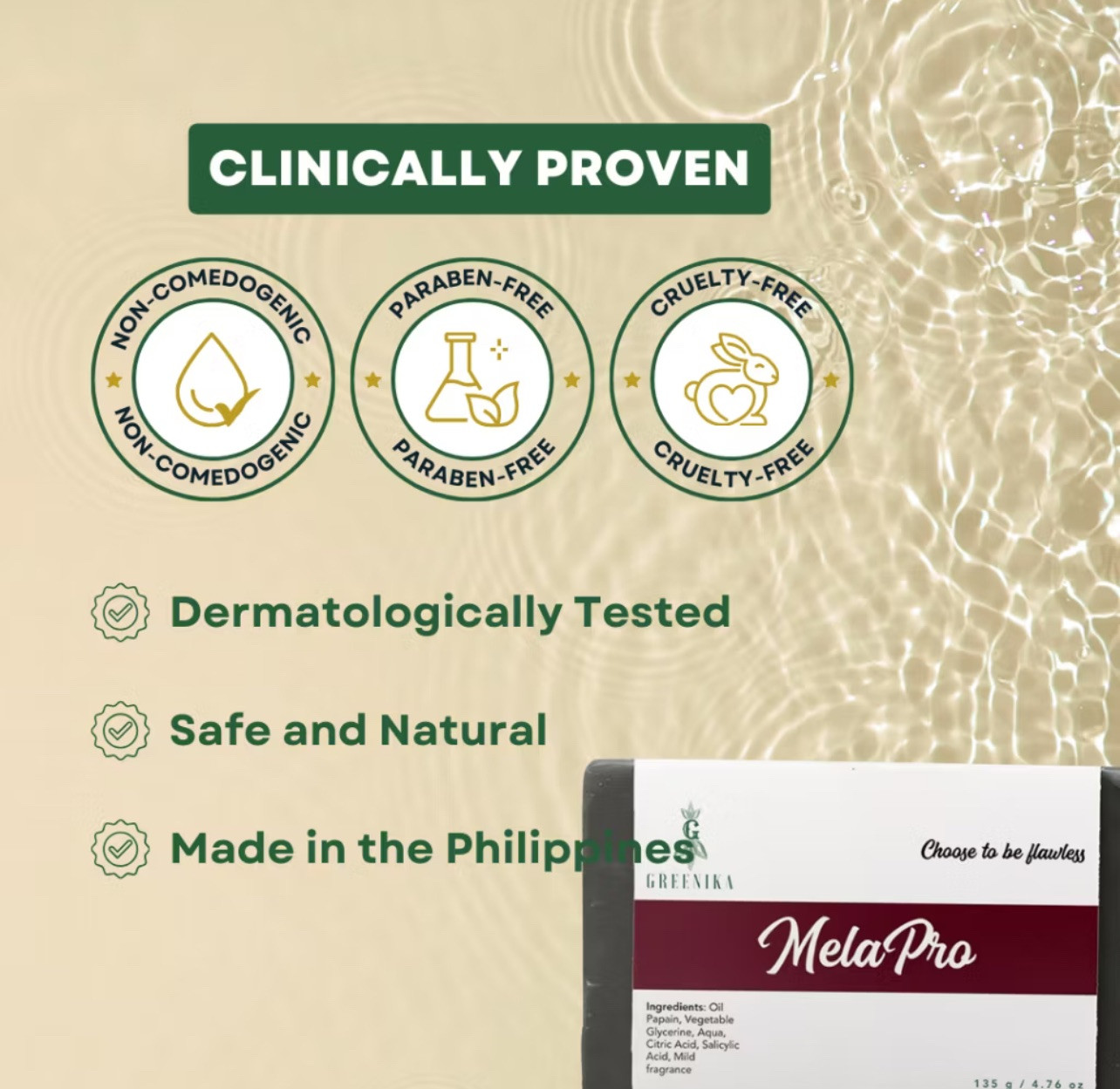 Greenika MELASMA PEELING SOAP for Melasma, Dark Spots & Sun Damaged Skin (135g)