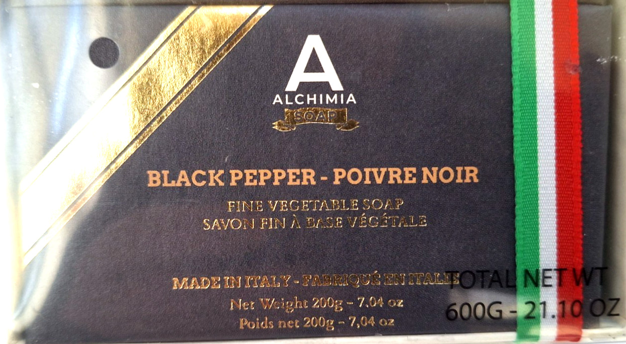 Alchimia Fine Vegetable Soap Trio Italy – Tea Tree, Tobacco & Black Pepper – New