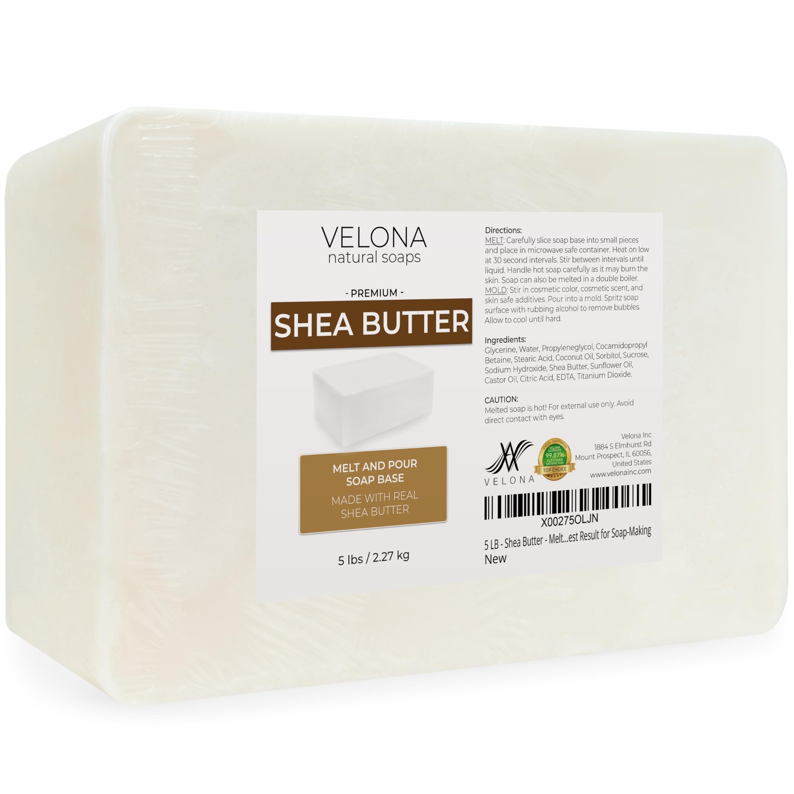 velona 5 LB – Shea Butter – Melt and Pour Soap 80 Ounce (Pack of 1), White