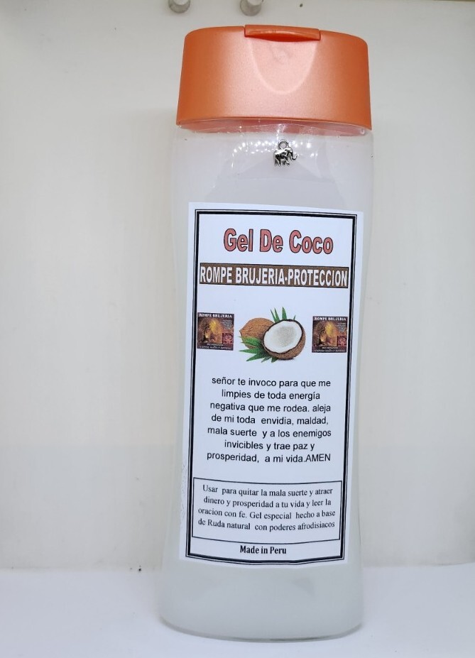 BAÑO DE COCO GEL 100% PURO ROMPE BRUJERIA Y PROTECCION ORACION Y AMULETO GRATIS