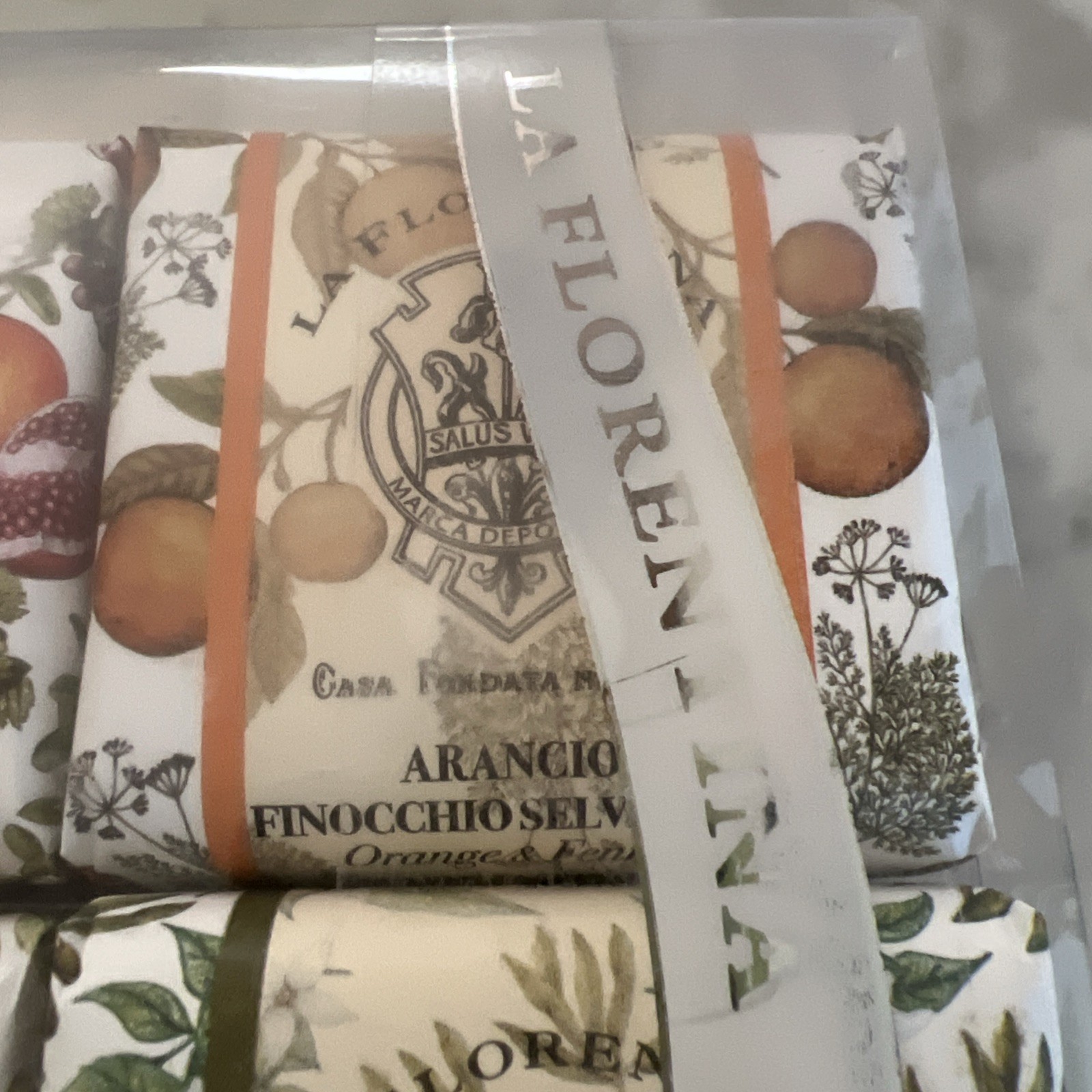 LA FLORENTINA Italian Soap Set 6pcs 3.7ozEa LavenderFigOrangeIrisLemonGrape New