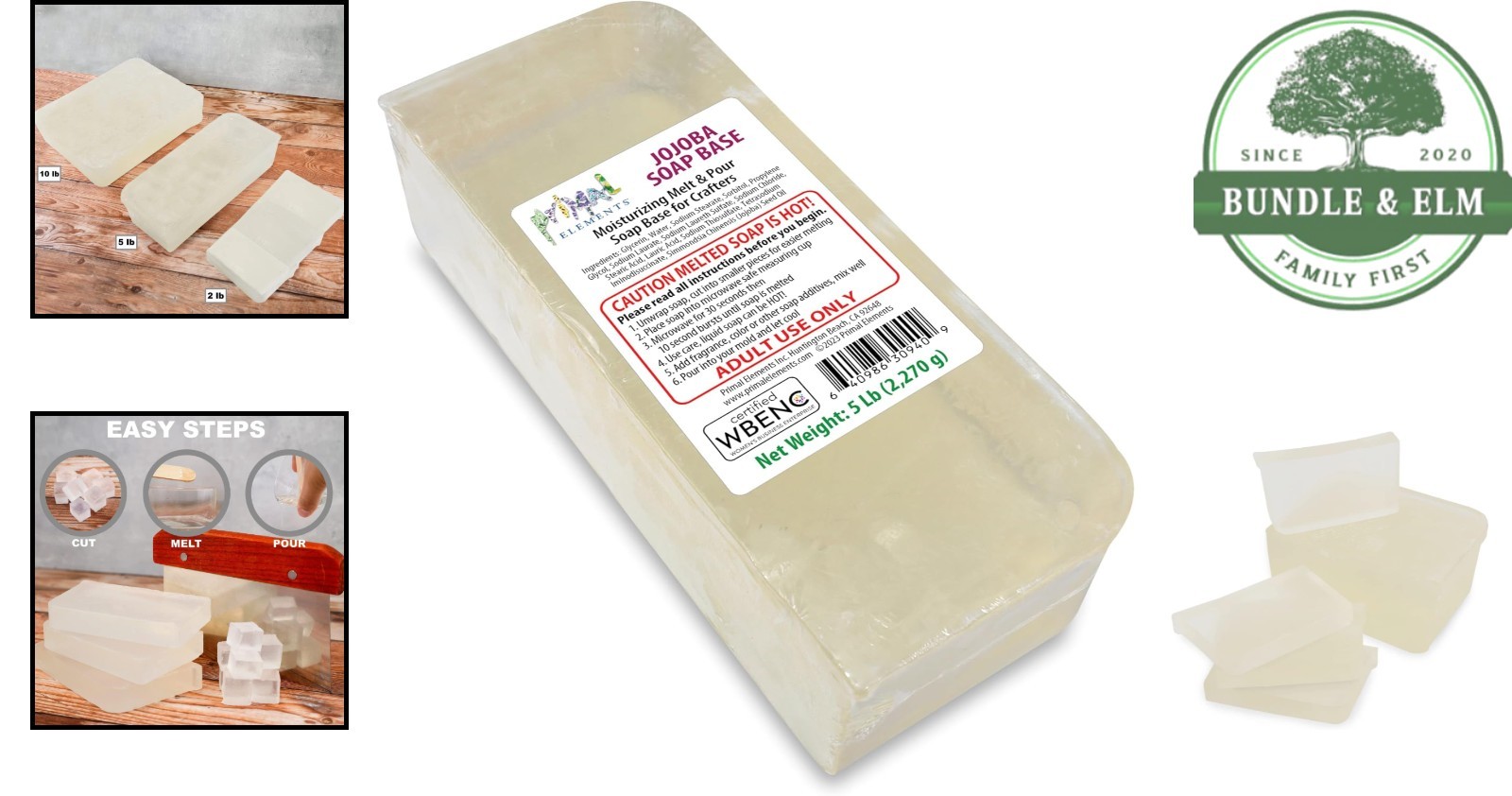 Jojoba Oil Soap Base for Crafting – Moisturizing Glycerin Melt and Pour 5 lb