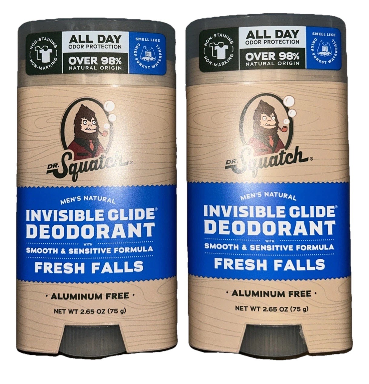 New! 2-Pack Dr. Squatch FRESH FALLS Invisible Glide Deodorant**Free Shipping!