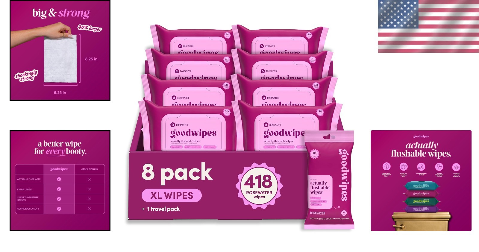 Plant-Based XL Wet Wipes for Sensitive Skin – 8 Packs