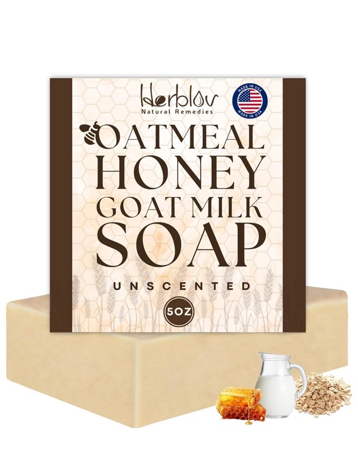 Herblov Oatmeal Honey Goat Milk Soap Unscented 5oz Handcrafted All Natural USA