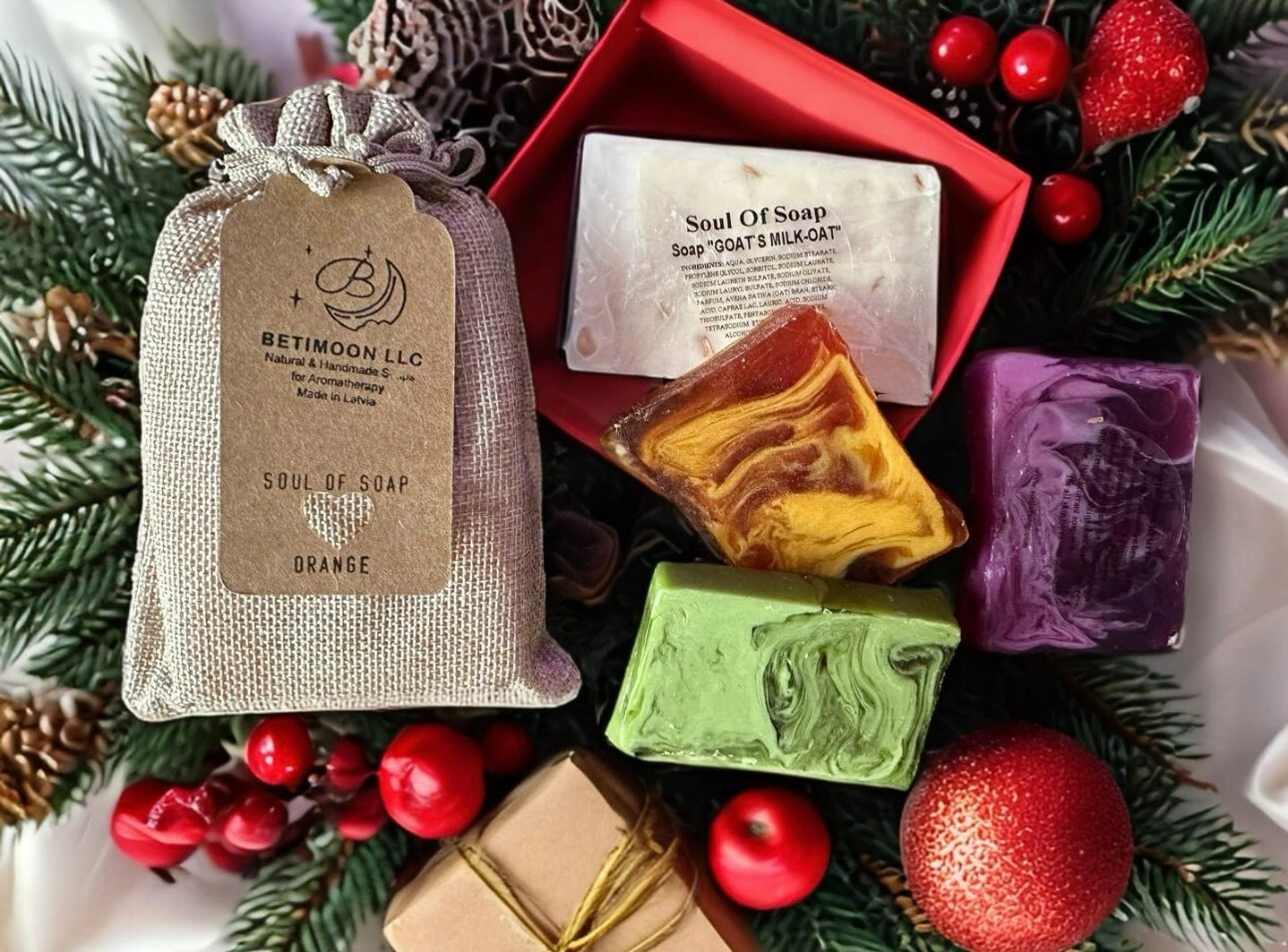 Apricot & Handmade Soap Bars. 100% Natural, Aromatherapy 4 Soaps Made in Latvia