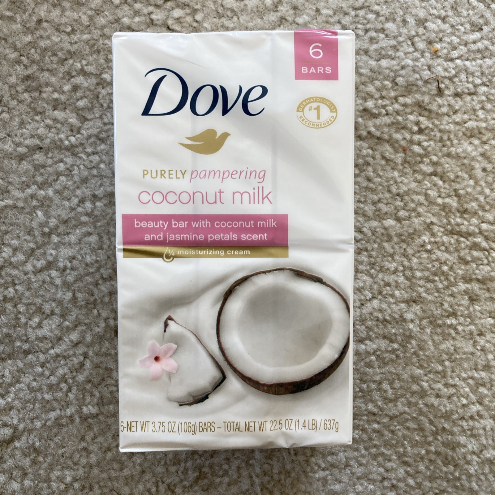 Dove Purely Pampering Coconut Milk & Jasmine Petals Scent 6 3.75oz Bars