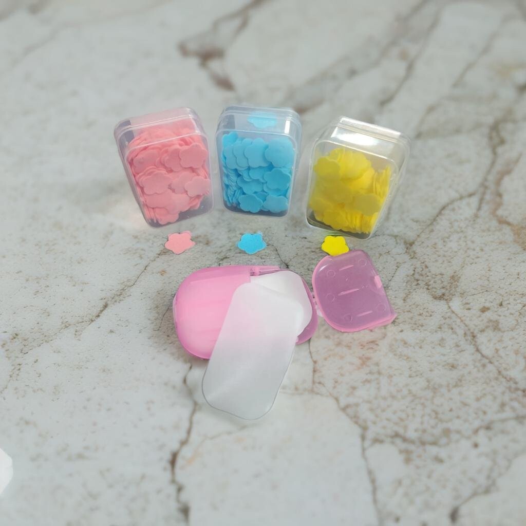 Mini Box Soap Disposable Soluble Hand Washing Paper Petal Portable Travel