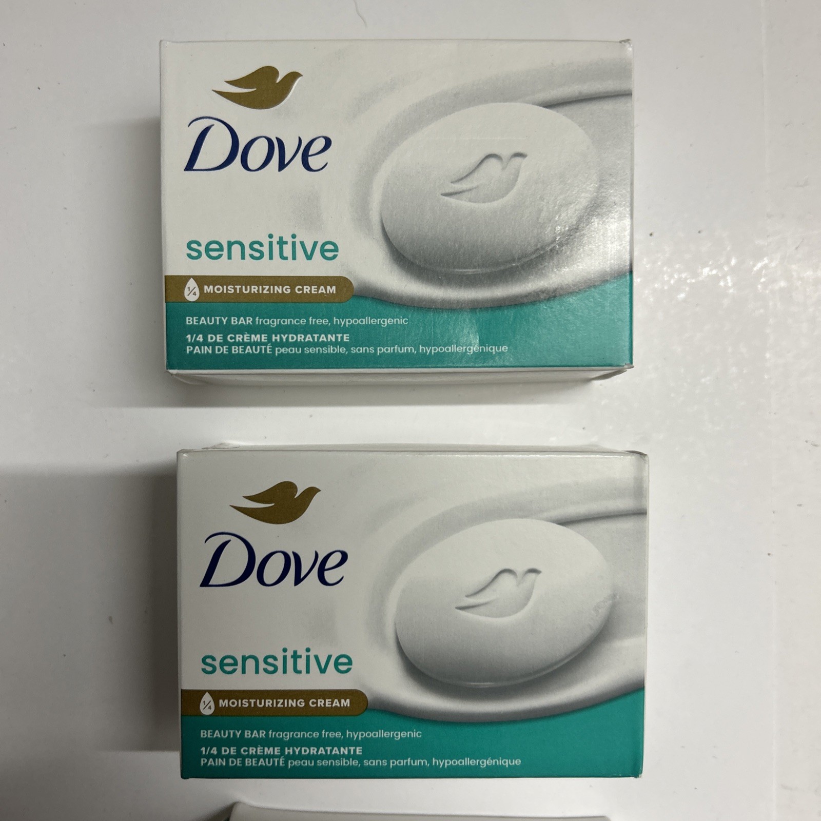 Dove Sensitive Beauty Bar 3.75oz Soap 3 Bars with 1/4 Moisturizing Cream