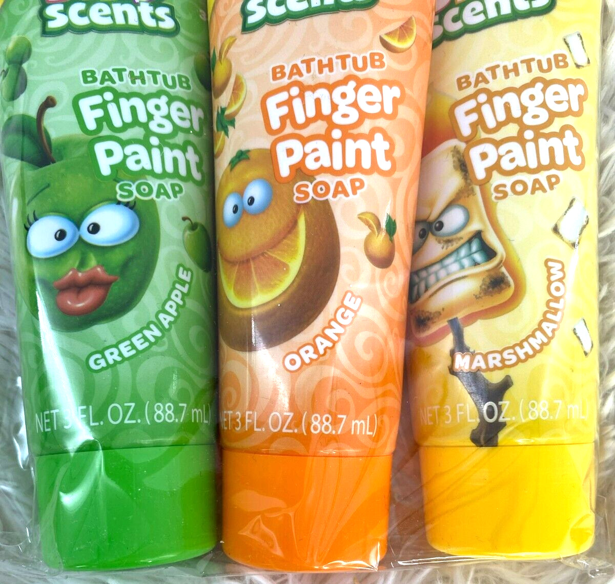Crayola Bathtub Finger Paint Soap Silly Scents Apple Orange Marshmallow Lot of 3