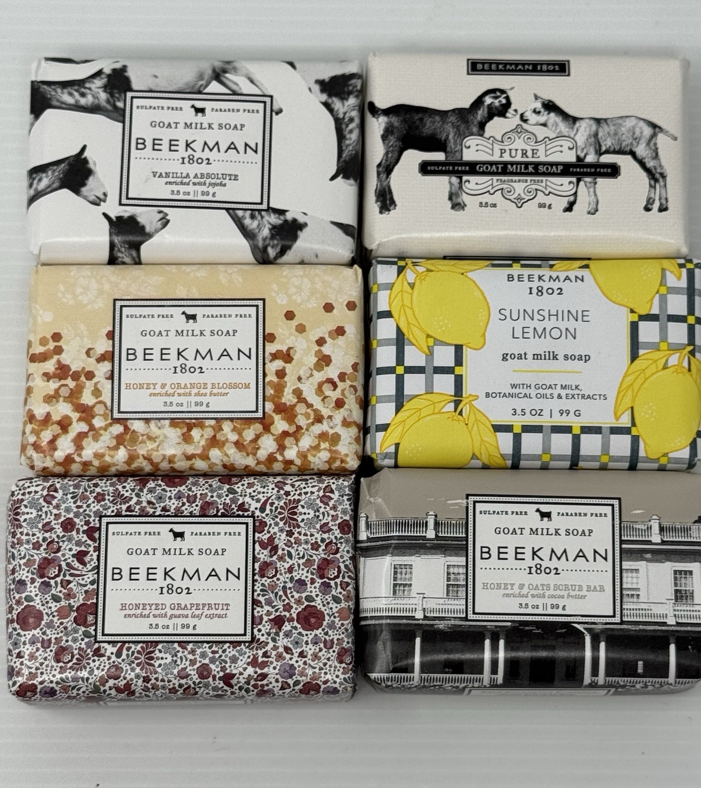 Set of 6 Beekman 1802 Pure Goat Milk Soap 3.5 oz. Vanilla Absolute Honey Orange