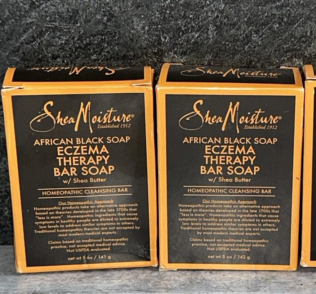 2 Bars Shea Moisture African Black Soap Eczema Therapy Bar Soap Shea Butter 5oz