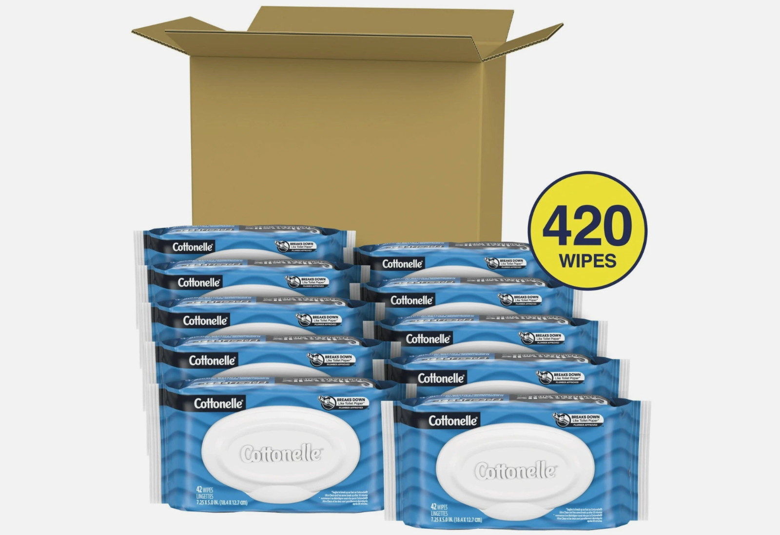Cottonelle Flushable Wet Wipes 420 Count, ~ DISHEVELED PACKS ~ LONG DATES