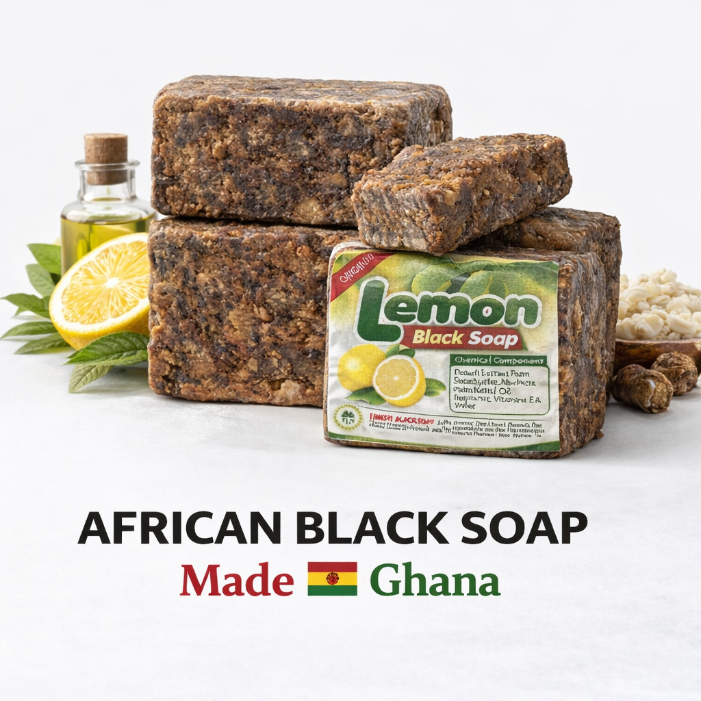 Pure Raw AFRICAN BLACK SOAP Organic GHANA Handmade Premium Quality CHOOSE SIZE!!