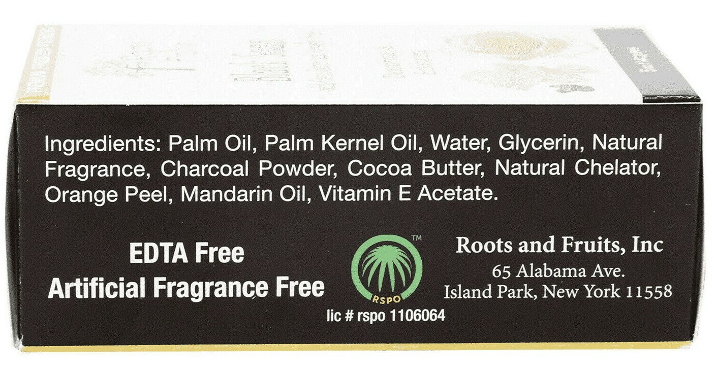 BLACK SOAP Bar Detoxifying & Exfoliating 5 oz with Cocoa Butter & Orange Peel