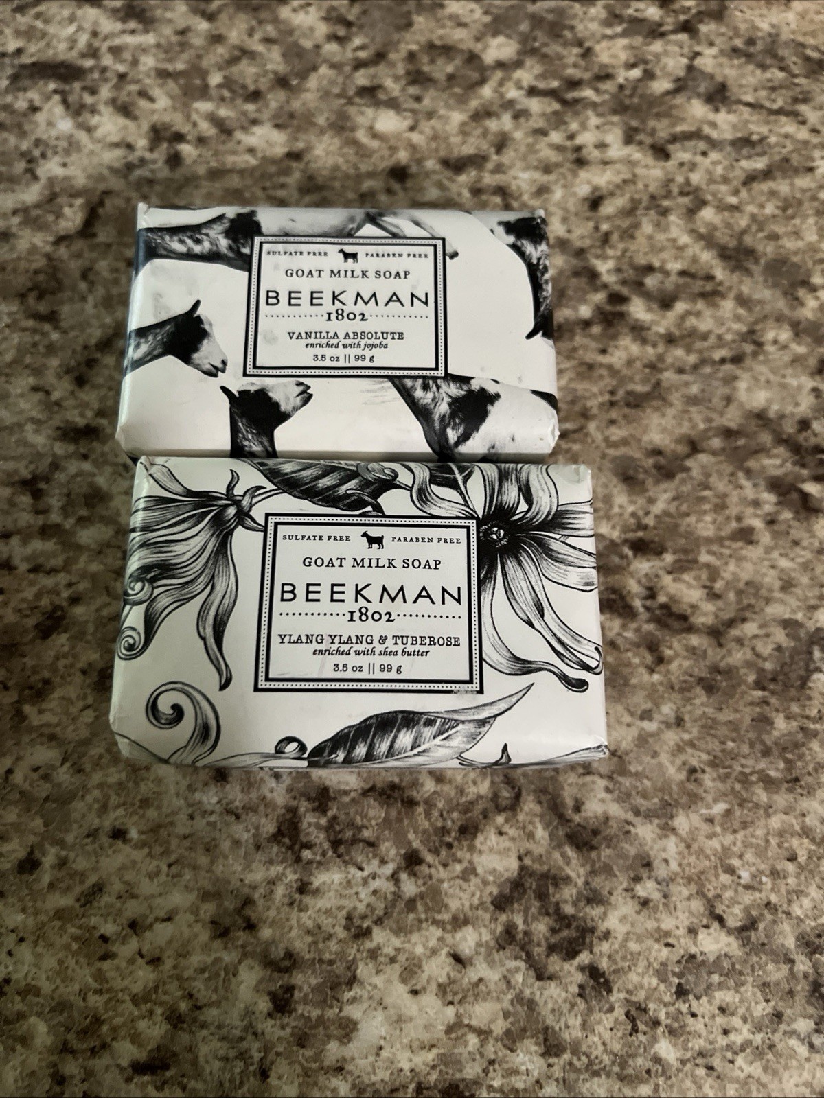 Beekman Goat Milk Soap Bundle 9oz & Honey & Tea Plus 2 3.5oz Vanilla Absolute