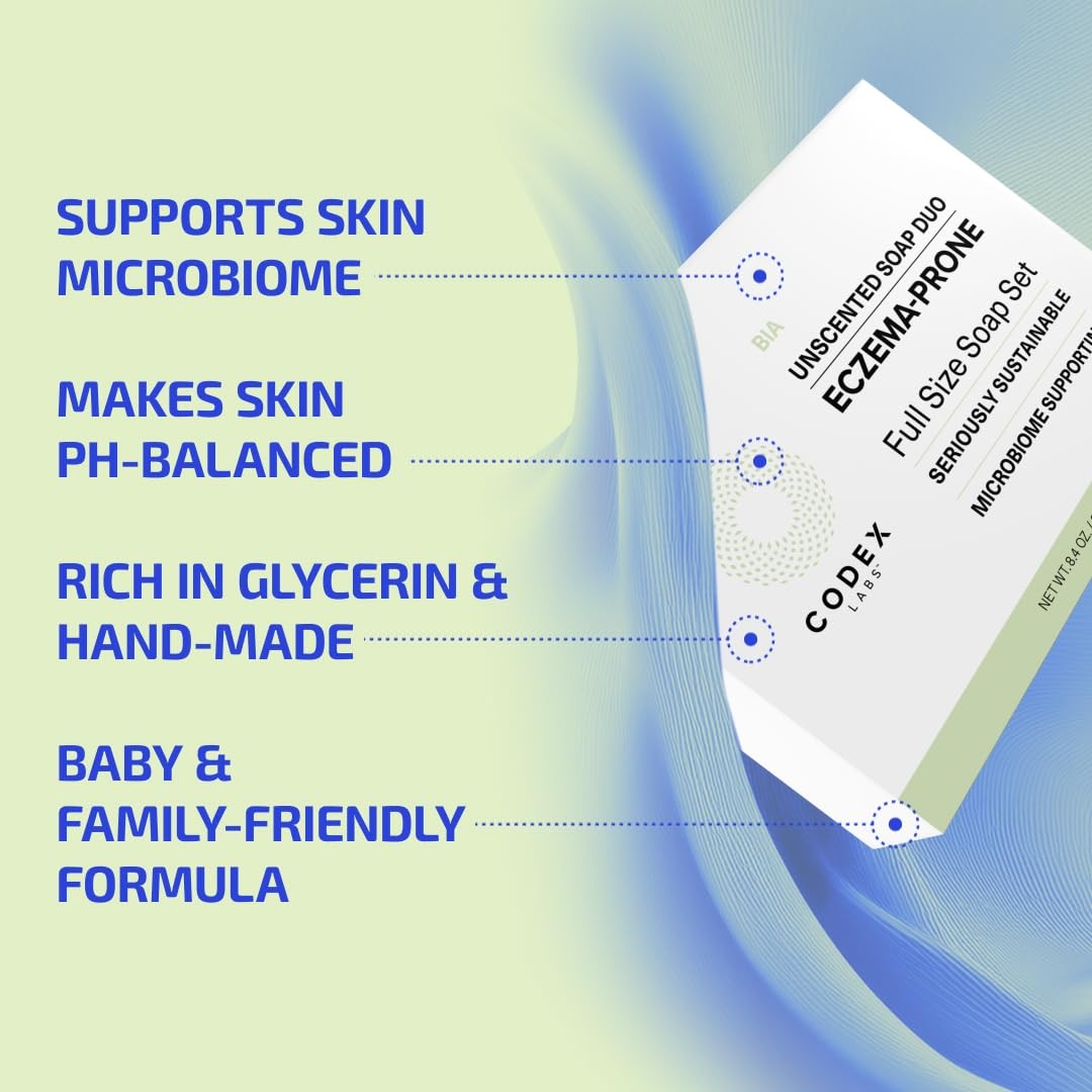 Eczema Soap for Kids & Adults – 2-Pack Unscented Eczema Hand Soap Bars with S…
