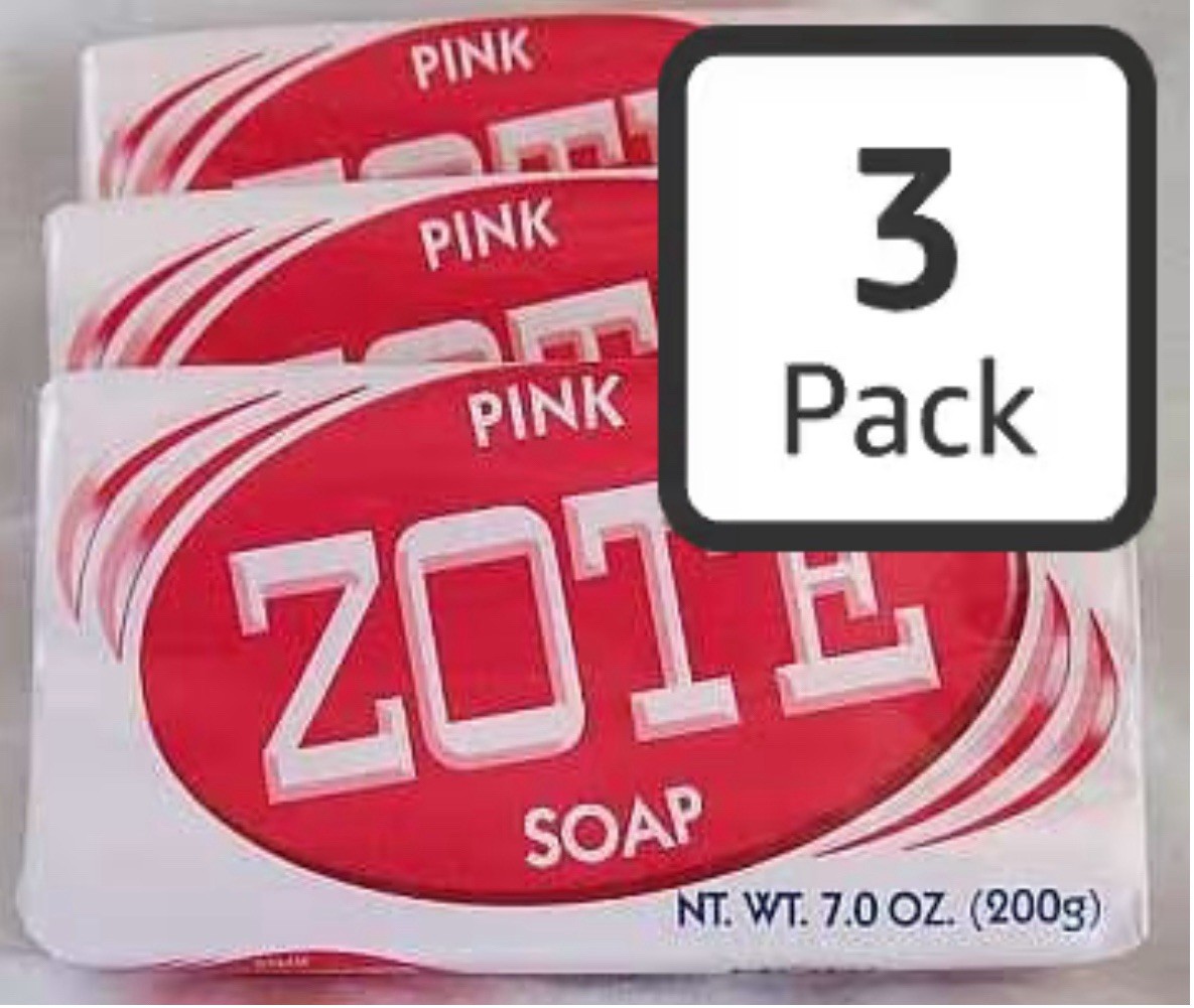 ZOTE Pink Body Bar Soap 3 Pack 7 oz (200g) Each Multipack Body Hands