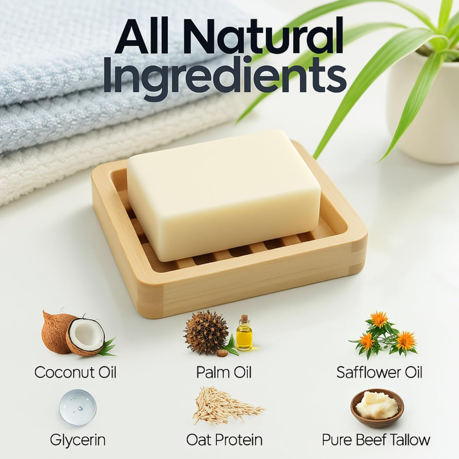 Beef Tallow Soap Bar – All Natural Grass Fed Tallow Soap Unscented – Moisturizin