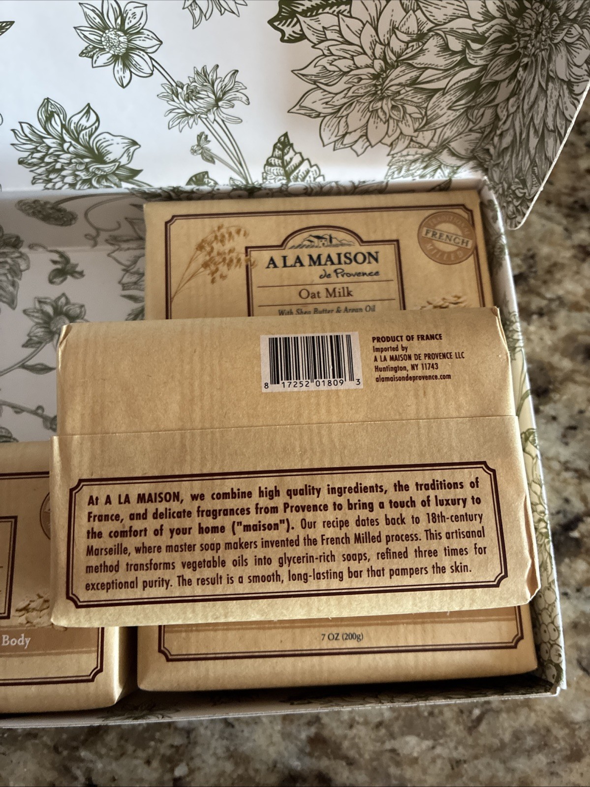 A La Maison Triple Milled Soap Set France Oat Milk Shea Butter Argan Oil Organic