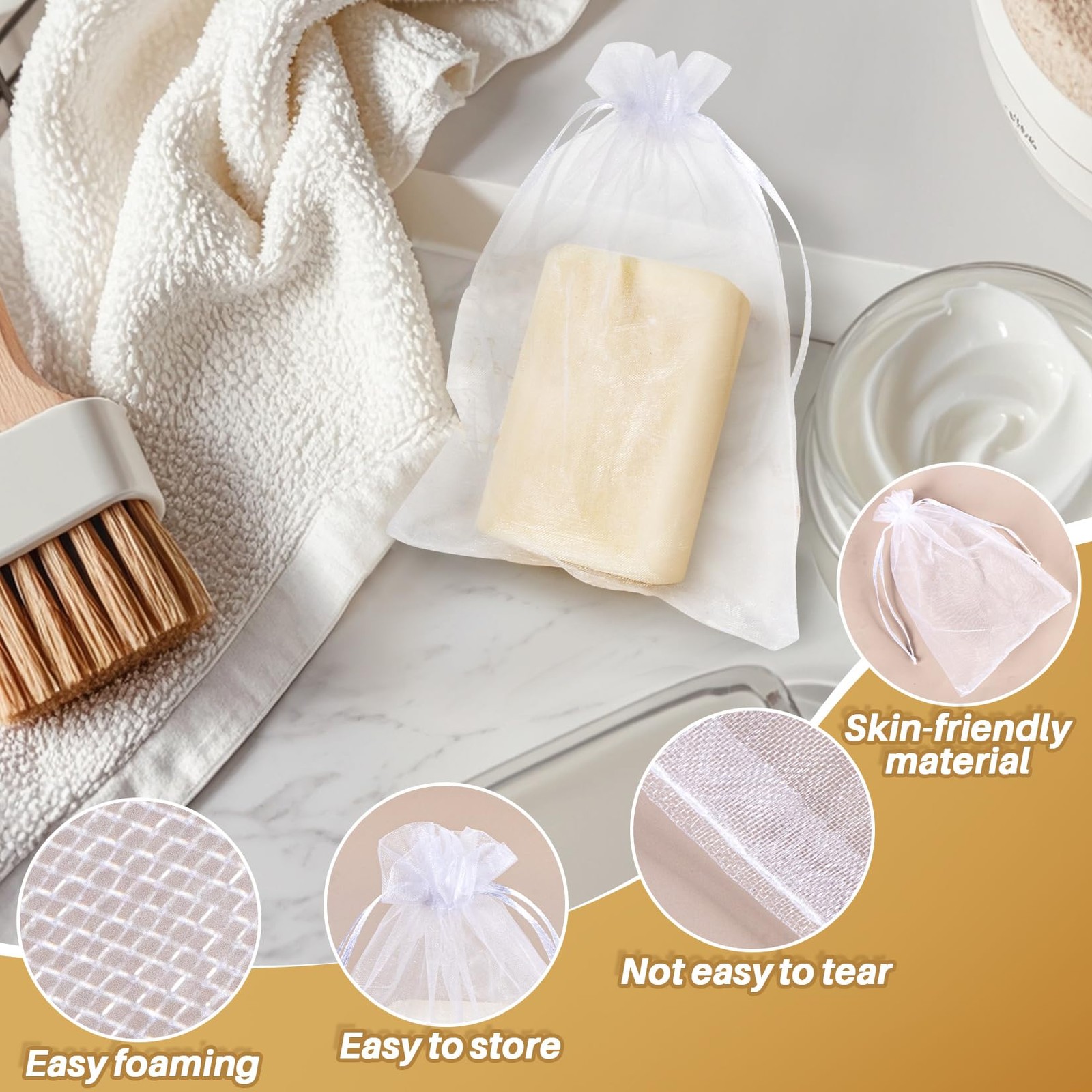 10 Mesh Soap Bags for Bars – RAQEHO 4″X6″ Hanging 1 Count (Pack of 10)